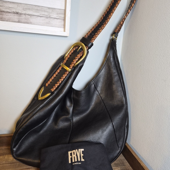 Frye Jackie Black And Brown Leather Hobo Bag - Picture 10 of 10